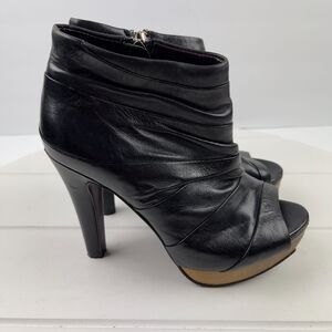 MISS SIXTY Size 35M 5/5.5 Jaiden Womens Black Leather High Heeled Platform Shoes